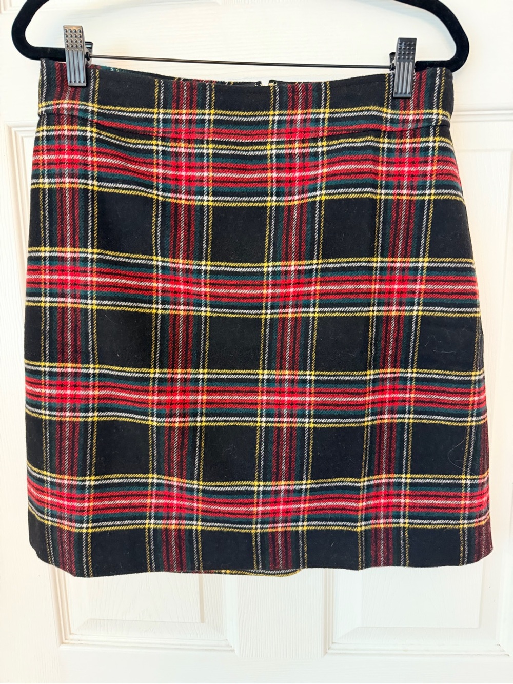 J.Crew Black Red Tartan Plaid A-Line Mini Skirt Holiday Prep - Size 6